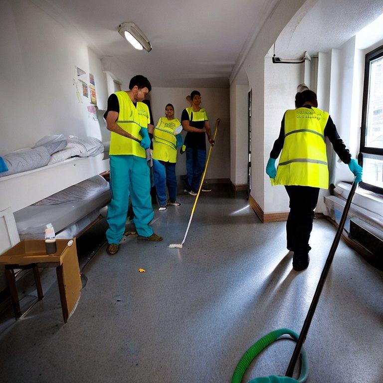 Deep clean in progress at a homeless hostel