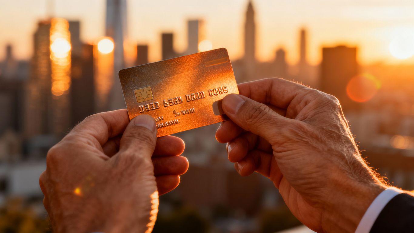 Person holding a new bank card, symbolizing financial inclusion.
