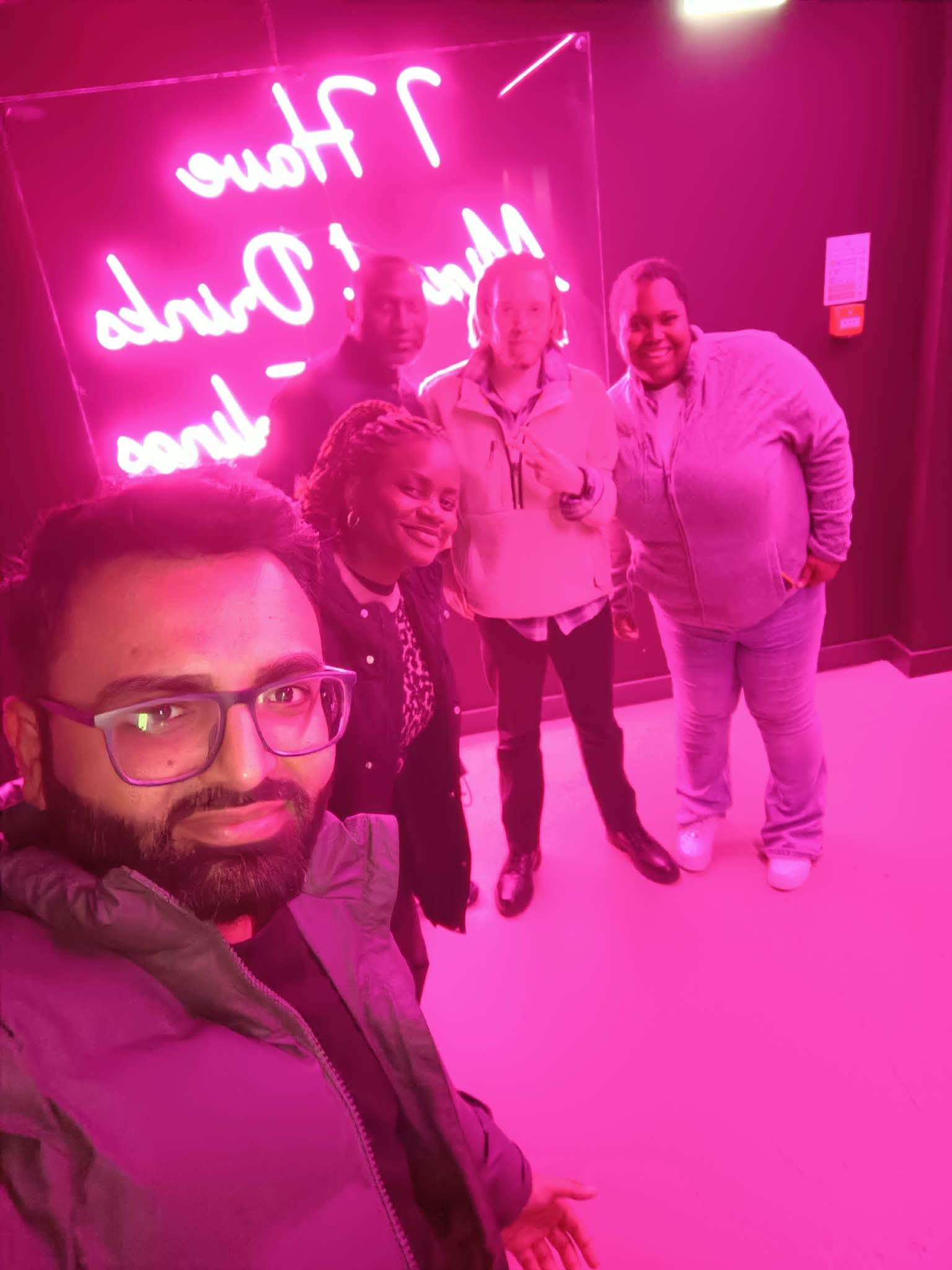 Raj with the team on a staff social night out
