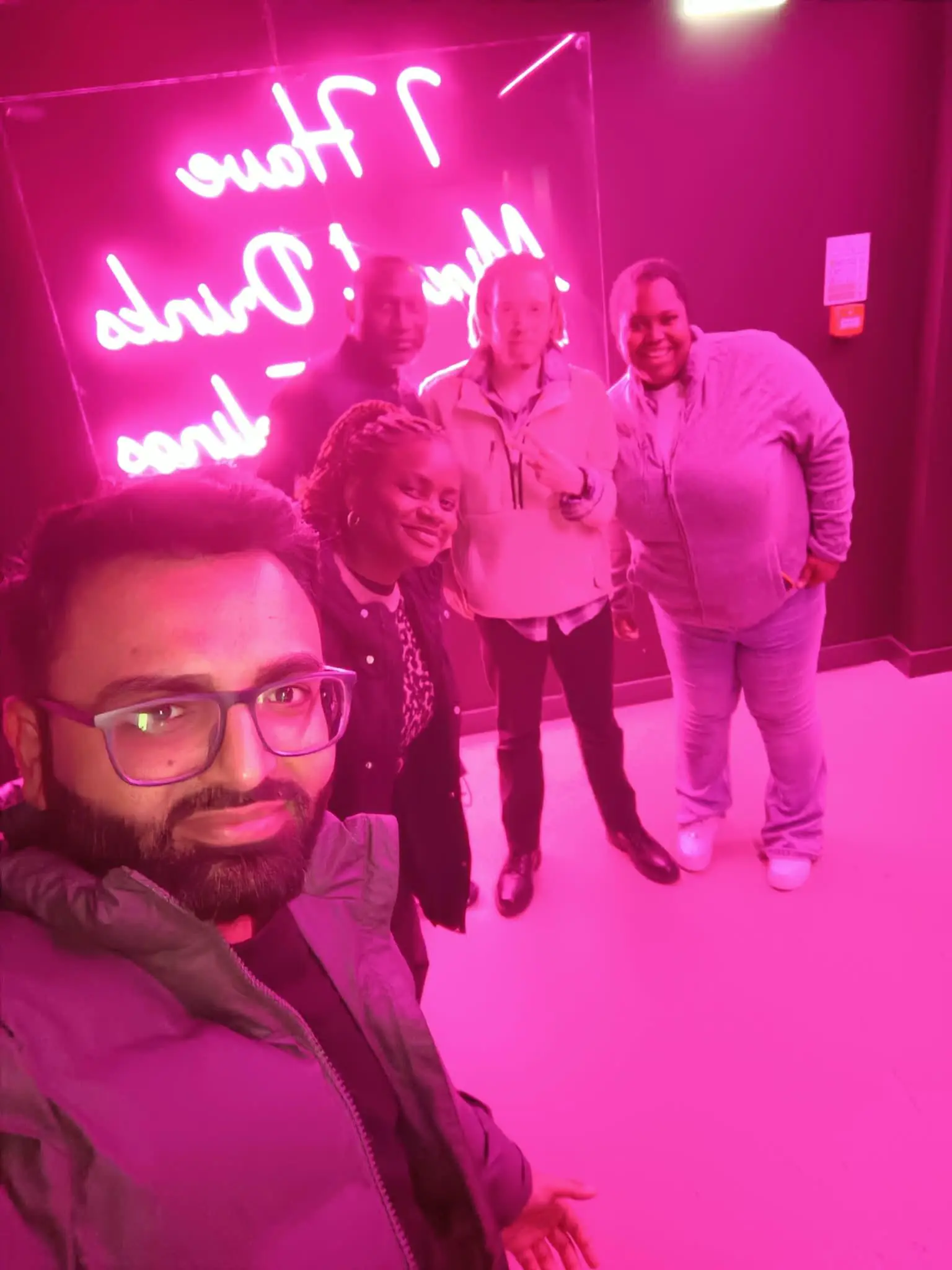 Raj with the team on a staff social night out